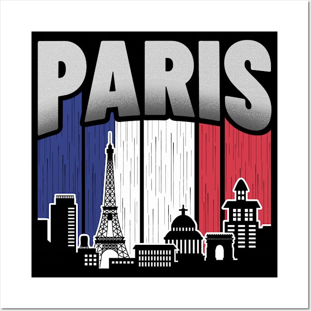 Paris France Skyline Vintage Flag Wall Art by travel2xplanet